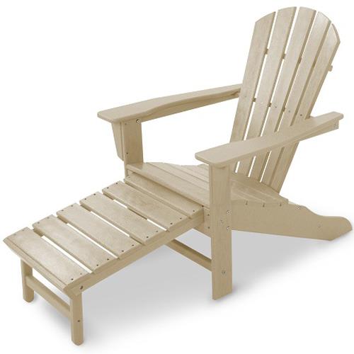 Polywood Palm Coast HNA15SA Adirondack Lounge Chair with Hideaway Ottoman and Slat Design